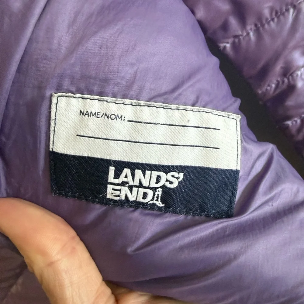 Lands’ End Purple Packable Puffer Jacket with Hood – Women’s XL (14–16)